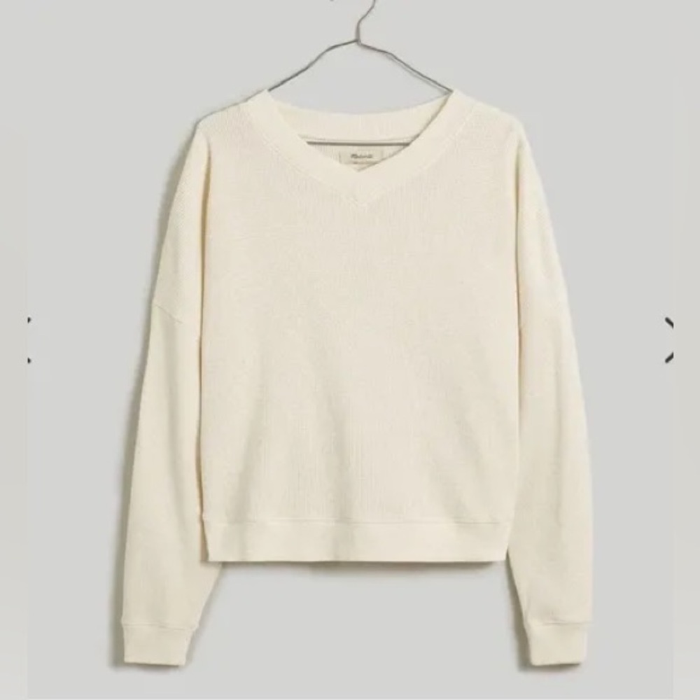 Madewell Cream V-Neck Long Sleeve Sweater